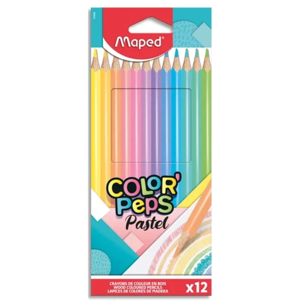 MAPED Pochette de 12 Crayons de Couleur Pastel COLOR'PEPS