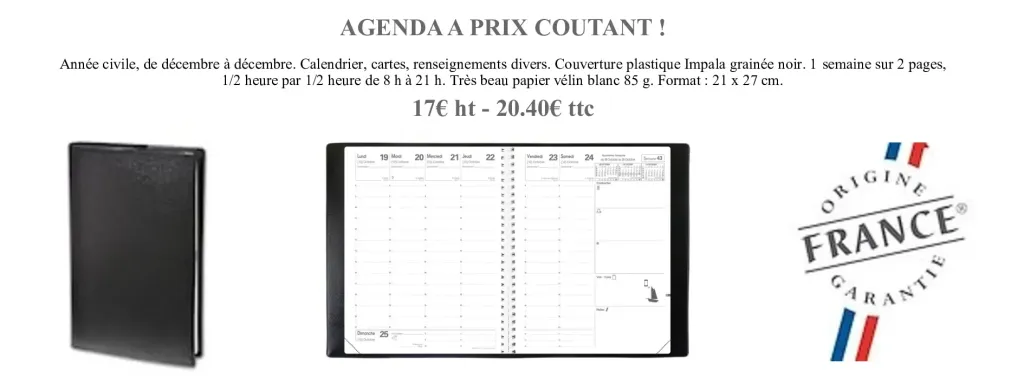 Découvrez l'agenda professionnel à prix coûtant !